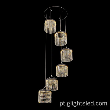 Luminária pendente de luxo K9 de cristal moderno